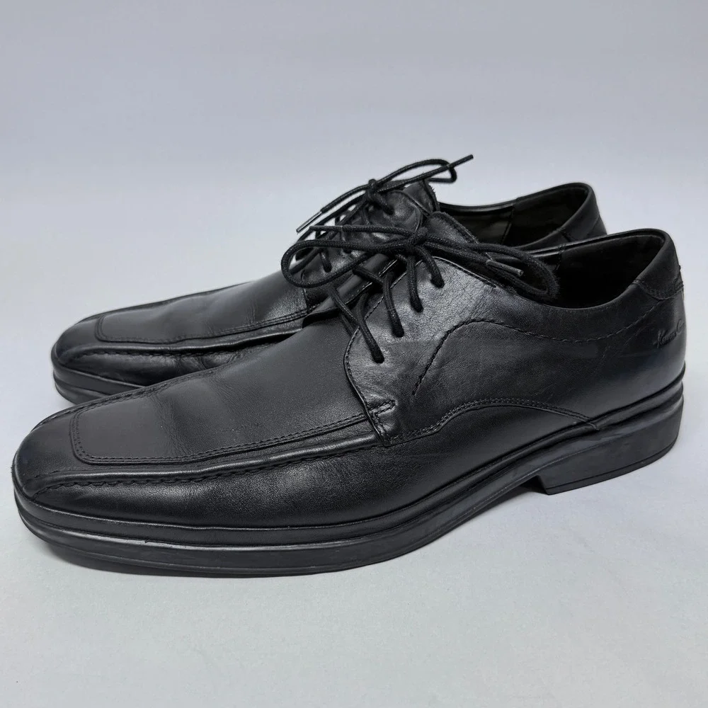 Kenneth Cole New York Walk of Fame Mens 10M Black Leather Bicycle Toe Oxfords